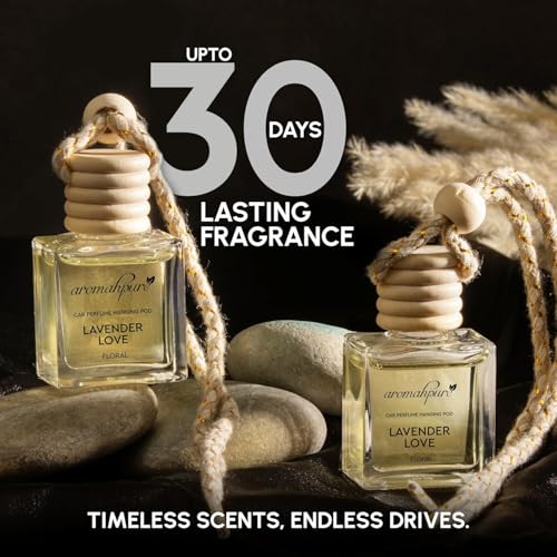 Aromahpure Premium Car Perfume Hanging Pod |10 ML |French Lavender Car Air Freshener |Natural Fragrance Oils in Glass Bottle with Wooden Diffuser Lid |Last Upto 30 Days Pack of 3, IFRA Certified - Image 4