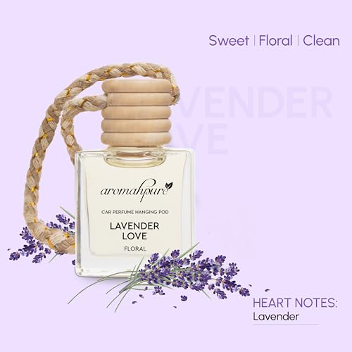 Aromahpure Premium Car Perfume Hanging Pod |10 ML |French Lavender Car Air Freshener |Natural Fragrance Oils in Glass Bottle with Wooden Diffuser Lid |Last Upto 30 Days Pack of 3, IFRA Certified - Image 3