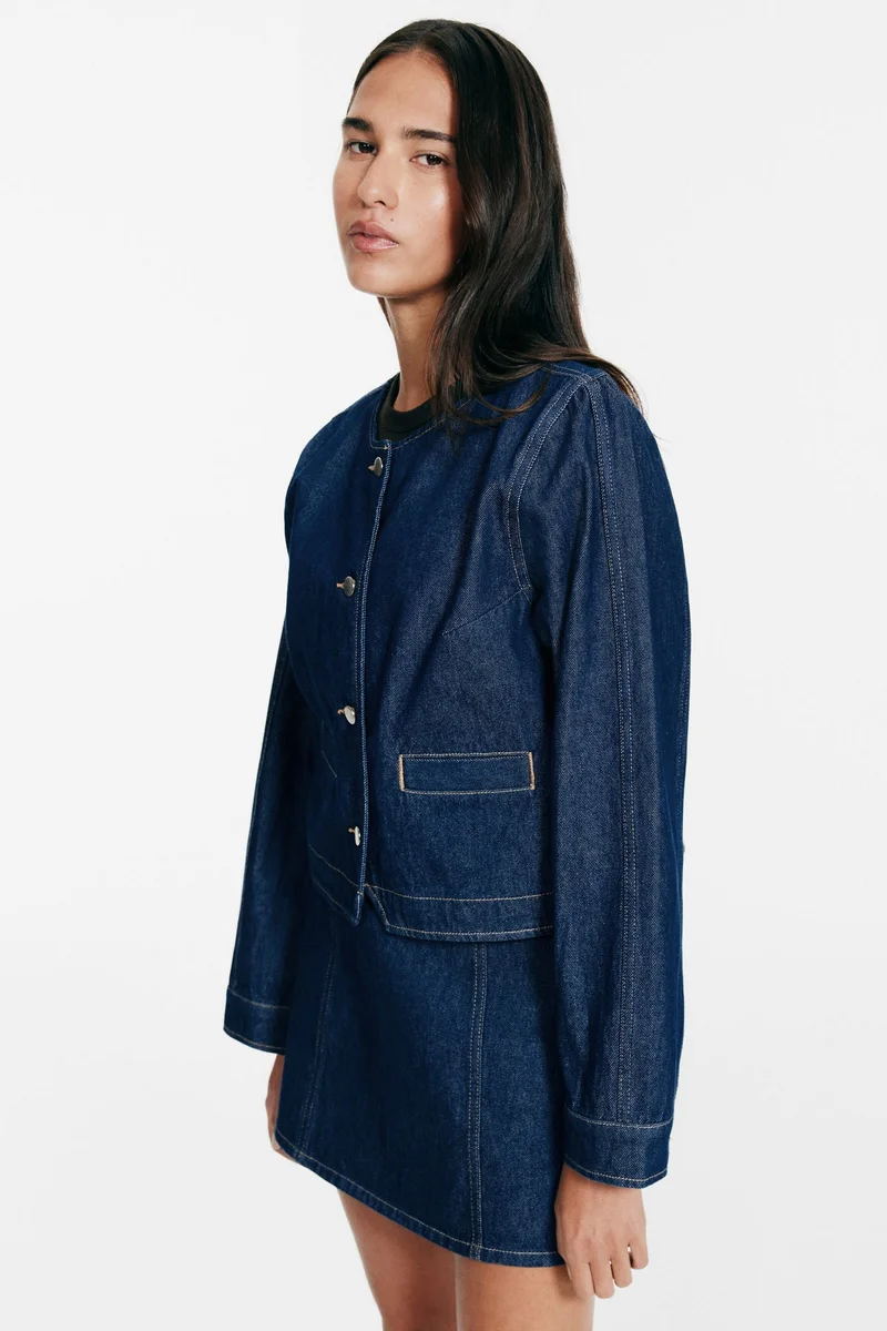 H&M Collarless denim jacket