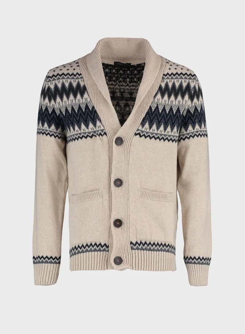 Trendyol Man Zip Zag Stripe Slim Fit Cardigan