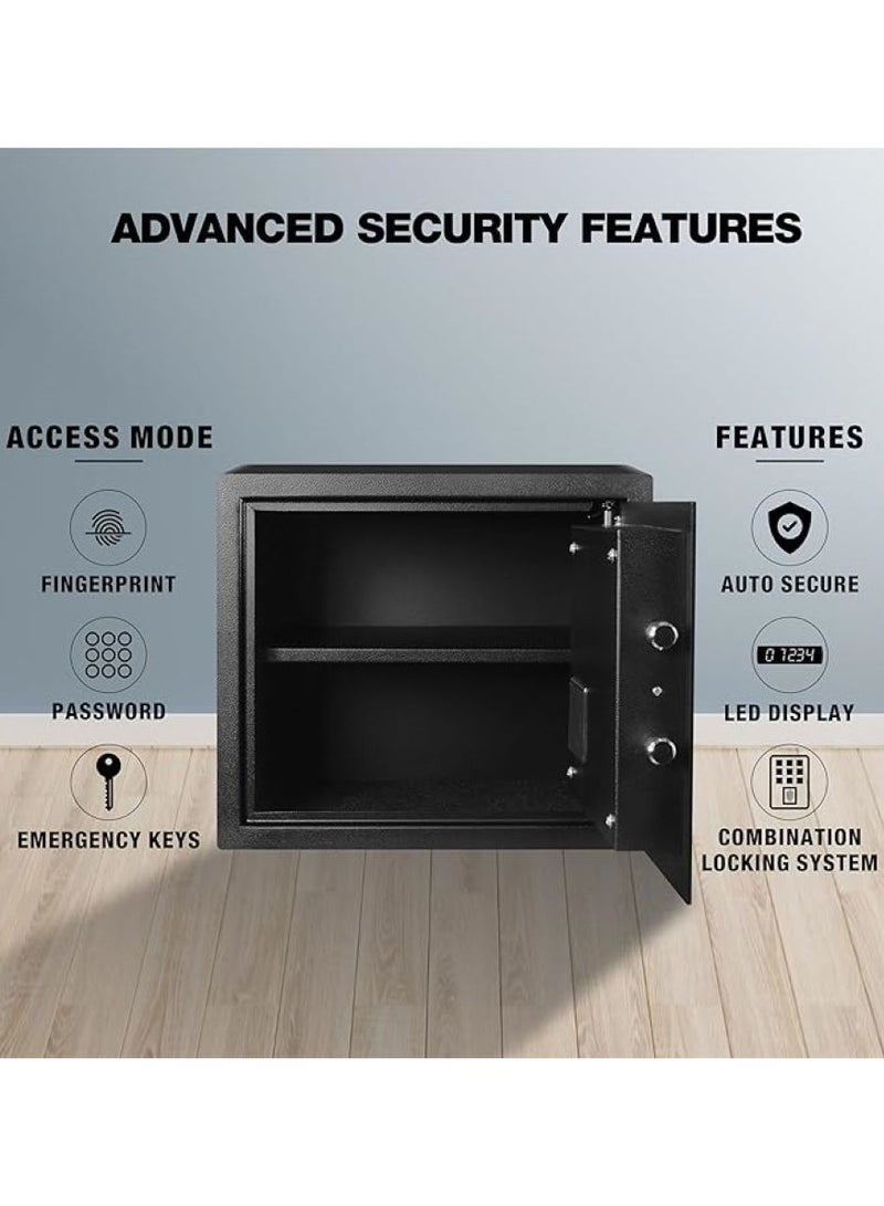 أوزون خزانة آمنة للمنزل من سافيلو بيوكس سعة 40.8 لتر | المنزل الرقمي الآمن | الوصول إلى رمز PIN للمستخدم | نظام القفل الإلكتروني | البيومترية | قفل بصمة |  أسود | بواسطة الأوزون الهند - Image 3