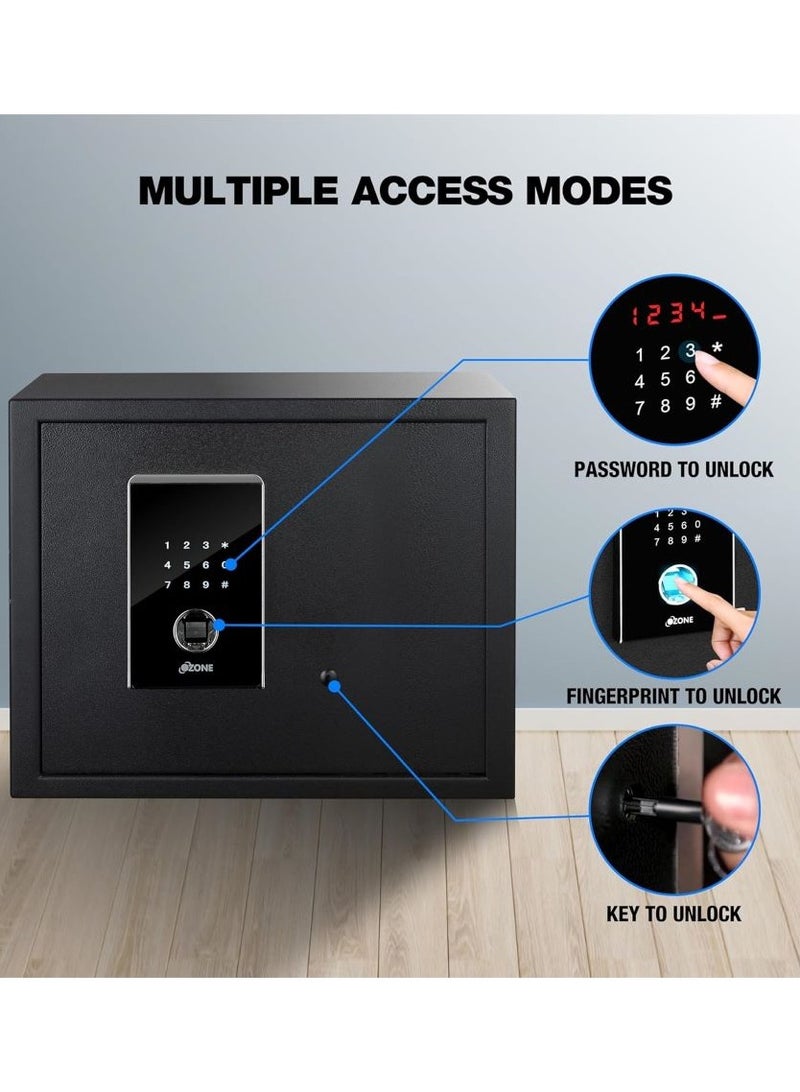 أوزون خزانة آمنة للمنزل من سافيلو بيوكس سعة 40.8 لتر | المنزل الرقمي الآمن | الوصول إلى رمز PIN للمستخدم | نظام القفل الإلكتروني | البيومترية | قفل بصمة |  أسود | بواسطة الأوزون الهند - Image 5