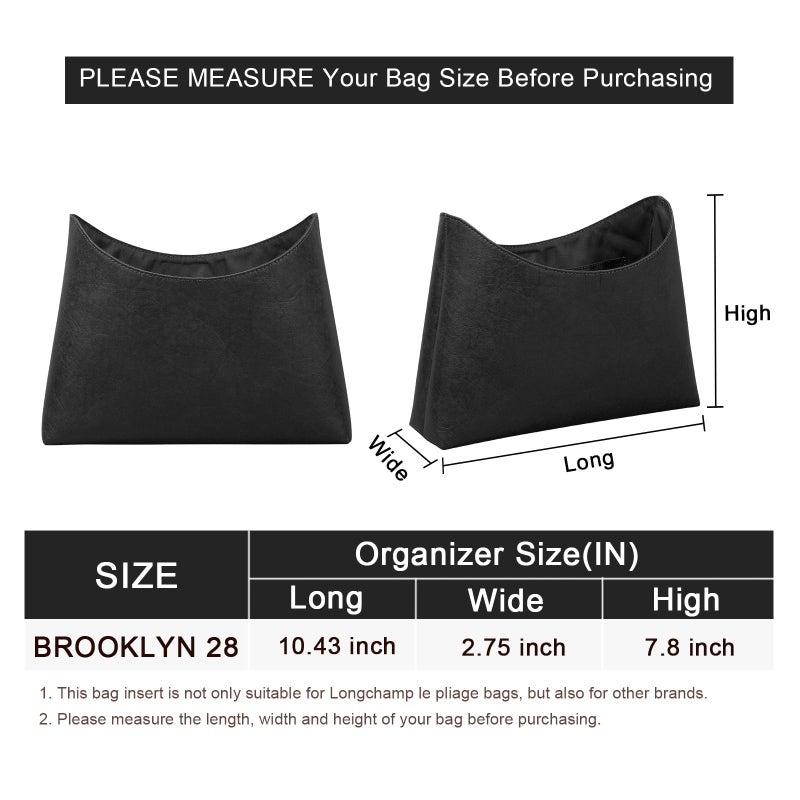 LOUKAYCCI Purse Organizer Insert for Coach brooklyn 28 Bag Insert Organizer DupontPaper Lightweight Purse Insert (Black&Black) - Image 2
