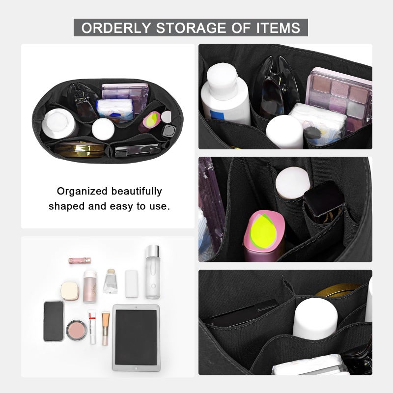 LOUKAYCCI Purse Organizer Insert for Coach brooklyn 28 Bag Insert Organizer DupontPaper Lightweight Purse Insert (Black&Black) - Image 5