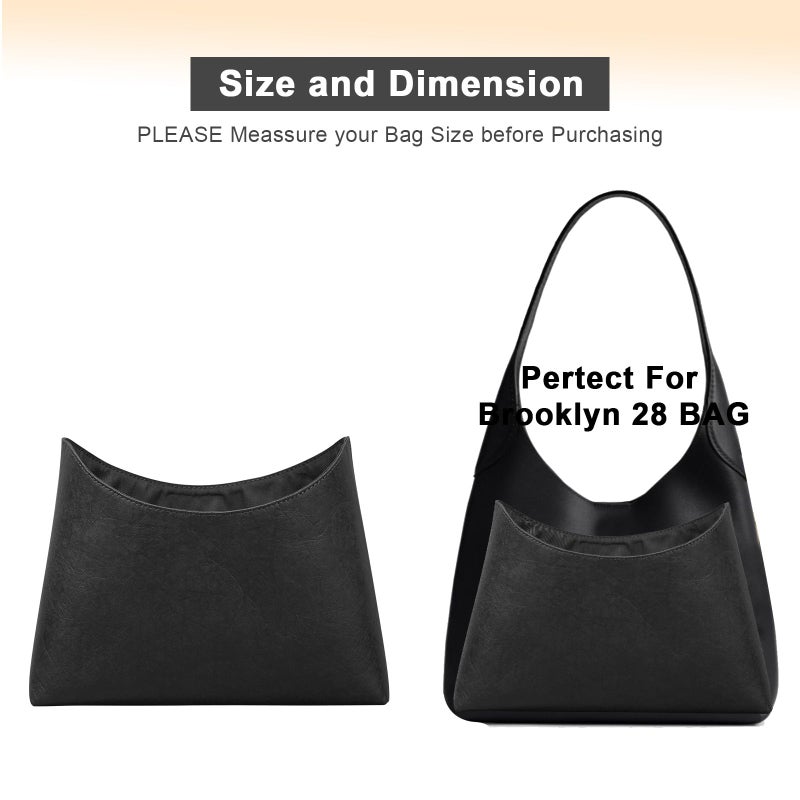 LOUKAYCCI Purse Organizer Insert for Coach brooklyn 28 Bag Insert Organizer DupontPaper Lightweight Purse Insert (Black&Black) - Image 4