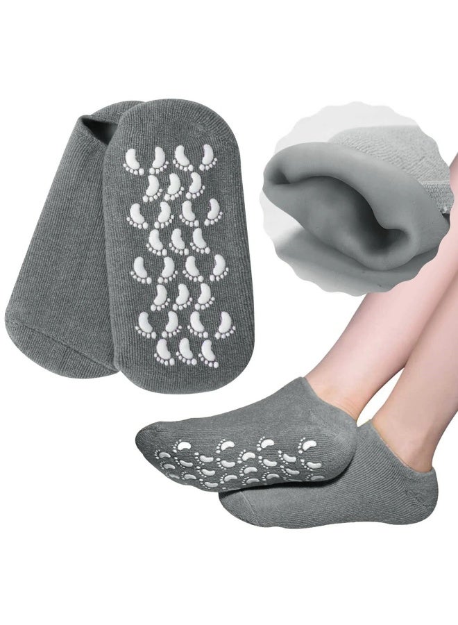 Generic Gel Socks for Men & Women Soft Moisturizing و for Dry Cracked Feet Moisturizing Moisturizing Socks Infused with Essential Oils & Vitamins (Gray)(2 Pack)  - Image 3