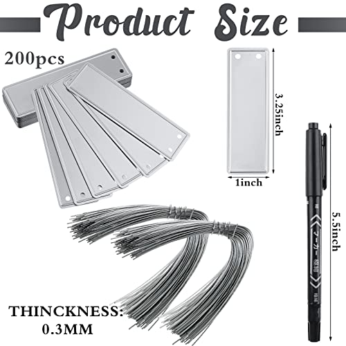 Ioffersuper 200 Aluminum Plant Tags with 200 Metal Wires - Double Sided Write On Metal Labels - Solid Stamping Tags - Waterproof Outdoor Plant Markers for Trees, Greenhouses - Image 3