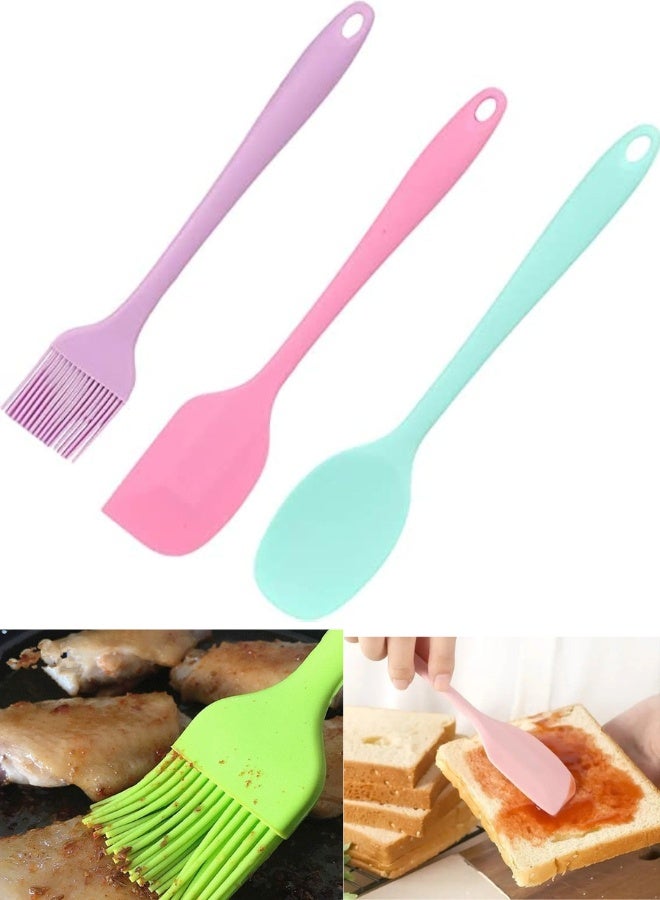 3 Piece Silicone Applicator Set Includes(Spoon + Spatula + Brush) Heat Resistant Non-Stick Kitchen Cooking Tools - Image 1