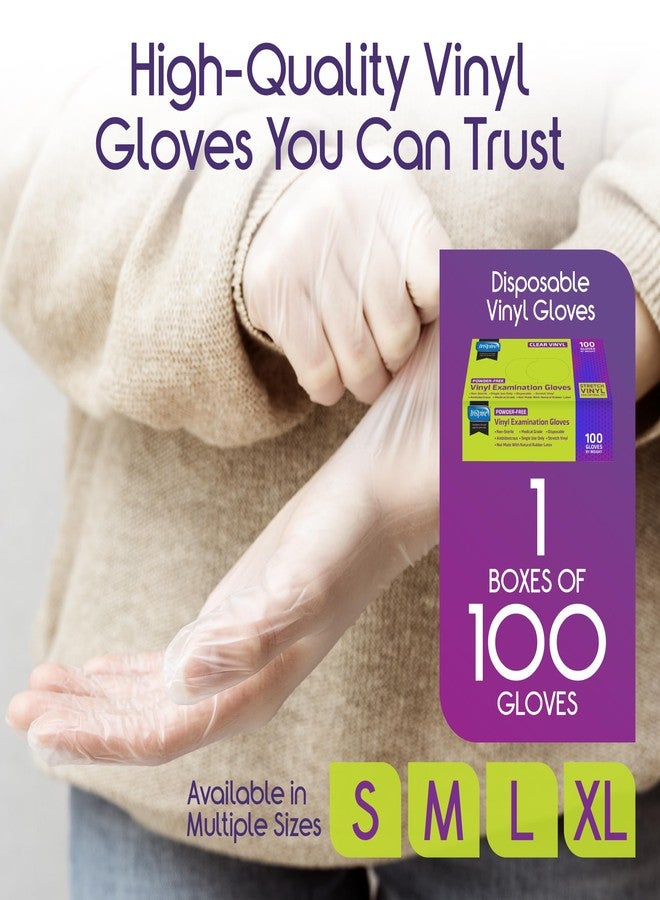 Inspire Exam Medical Clear Vinyl Disposable Gloves - Latex Free for Cleaning, Food Prep (100, Large) - Image 2