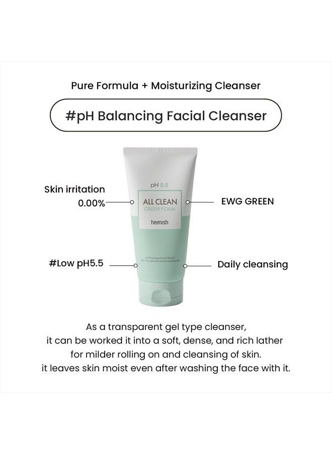 Heimish [heimish] All Clean Green Foam 5.3oz /150g | PH 5.5 balancing Wash & Exfoliating Facial Cleanser | Daily Care Cleansing Face wash, Sebum control, Acne treatment, Wash for Deep pore cleansing  - Image 3