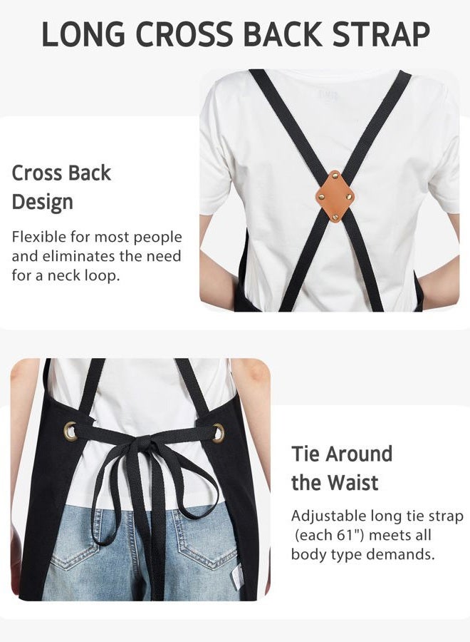 Syntus Chef Apron for Men Women with Pockets, Cotton Canvas Adjustable Work Apron Heavy Duty, Black - Image 5