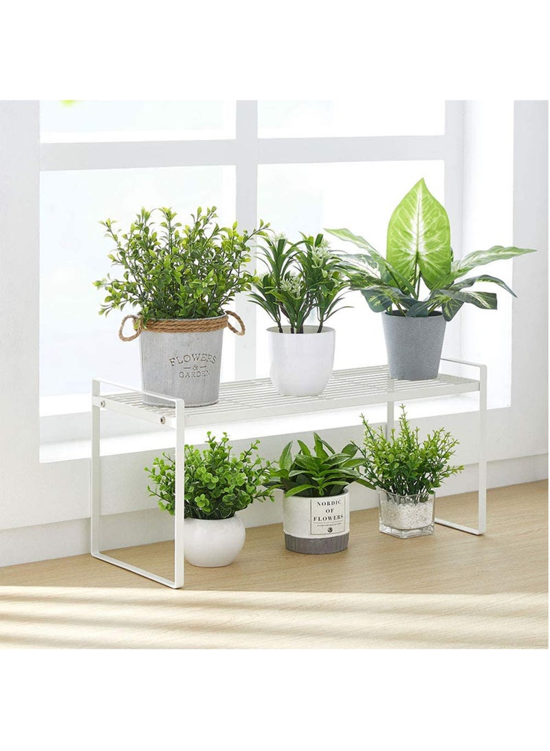 RACK STORE Cabinet Shelf Countertop Organizer For Kitchen Cupboard Space Saving Storage Metal Holders Organizer For Plates Dinnerware Cups And Foods Small Size White Colour  - Image 5