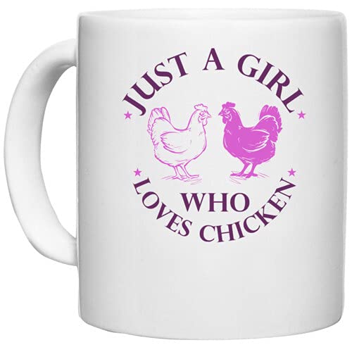 UDNAG White Ceramic Coffee/Tea Mug 'Chicken | just a Girl who Loves Chicken' Perfect for Gifting [330ml] - Image 4