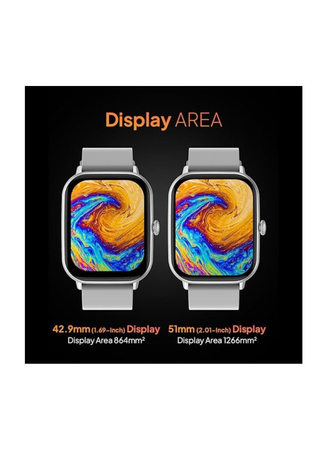Fire-Boltt - Fire-Boltt Ninja Call Pro Max 51.05mm (2.01 inch) Display Smart Watch, Bluetooth Calling, 120+ Sports Modes, Health Suite, Voice Assistance (Grey) - Image 1