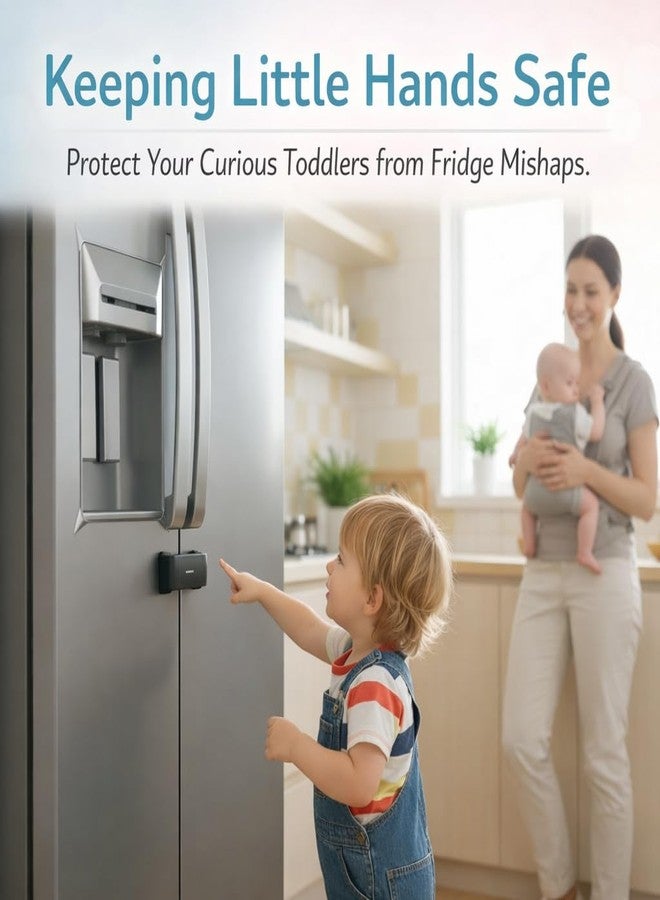 BASEEFY Child Safety Fridge Lock – No Drill Adhesive Lock for French Door & Side-by-Side Refrigerators, Baby Proof EN71-3 Safety Certified, Fits Up to 58mm Gap (Black, 1 Count) - Image 3