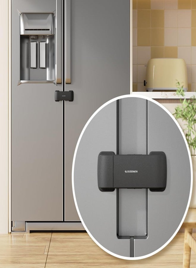 BASEEFY Child Safety Fridge Lock – No Drill Adhesive Lock for French Door & Side-by-Side Refrigerators, Baby Proof EN71-3 Safety Certified, Fits Up to 58mm Gap (Black, 1 Count) - Image 1