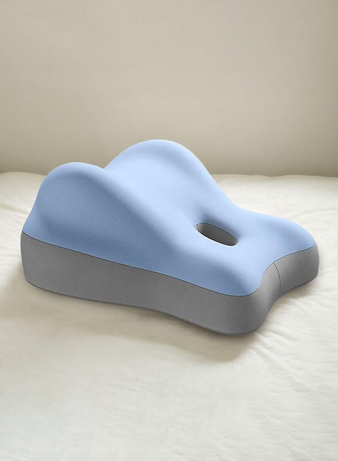 والالا وسادة ٣ في ١ لرفع الساق ودعم أسفل الظهر - وسادة نوم تقويمية للسرير والأريكة والسفر | وسادة جسم محمولة للتخييم وما بعد الجراحة وتخفيف آلام الظهر (إسفنج ميموري فوم، أزرق رمادي) - Image 4