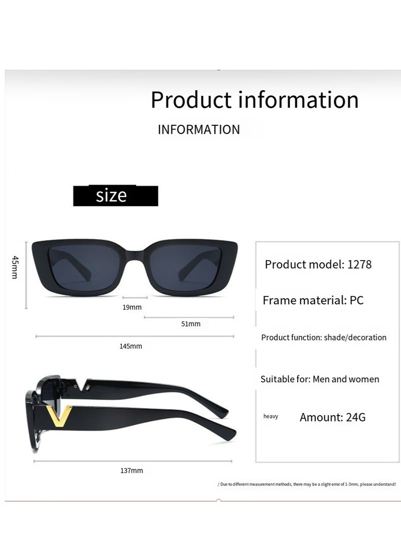 general Women's and men's small rectangular sunglasses retro fashion Y2K rectangular sunglasses small frame Korean sunglasses - Image 3