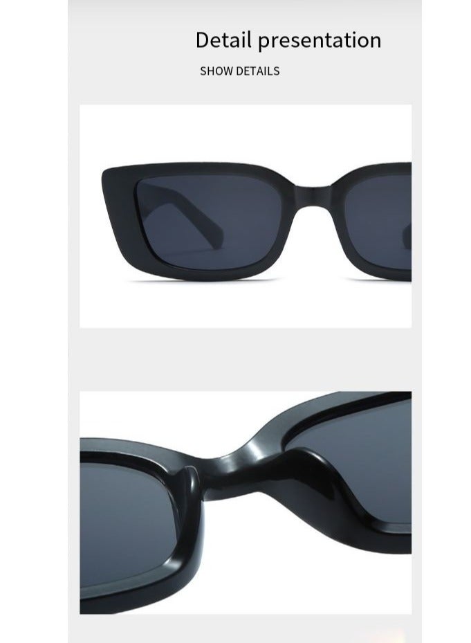 general Women's and men's small rectangular sunglasses retro fashion Y2K rectangular sunglasses small frame Korean sunglasses - Image 5