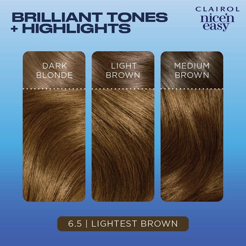 Clairol Nice'n Easy Permanent Hair Dye, 6.5 Lightest Brown Hair Color, Pack of 3 - Image 4