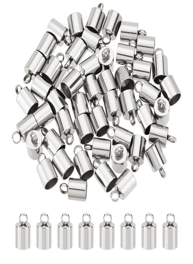 UNICRAFTALE 50pcs Column End Caps Stainless Steel Cord Ends 5mm Inner Diameter Smooth End Caps Terminators Cord Finding for Jewelry Making Kit, Stainless Steel Color - Image 1