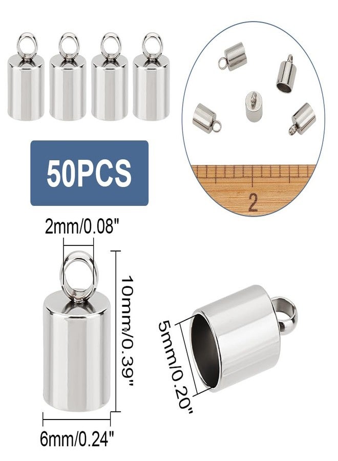 UNICRAFTALE 50pcs Column End Caps Stainless Steel Cord Ends 5mm Inner Diameter Smooth End Caps Terminators Cord Finding for Jewelry Making Kit, Stainless Steel Color - Image 4