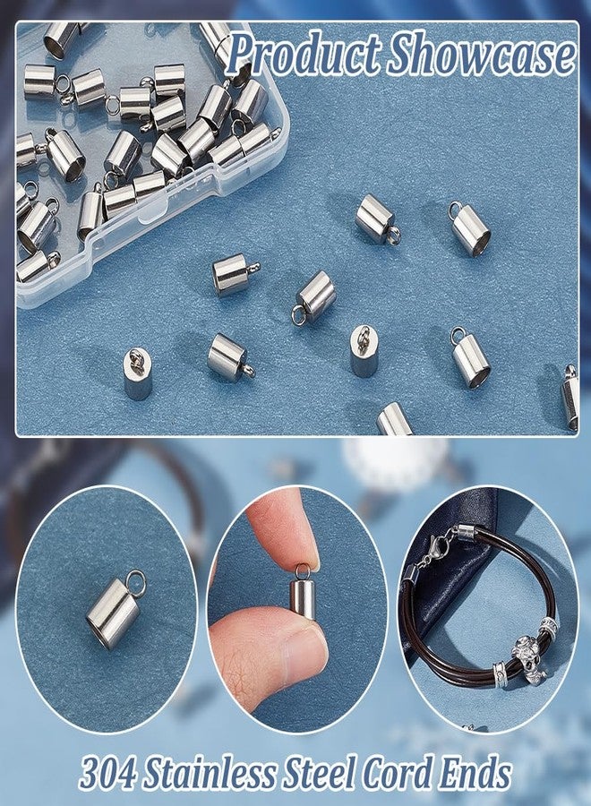 UNICRAFTALE 50pcs Column End Caps Stainless Steel Cord Ends 5mm Inner Diameter Smooth End Caps Terminators Cord Finding for Jewelry Making Kit, Stainless Steel Color - Image 5