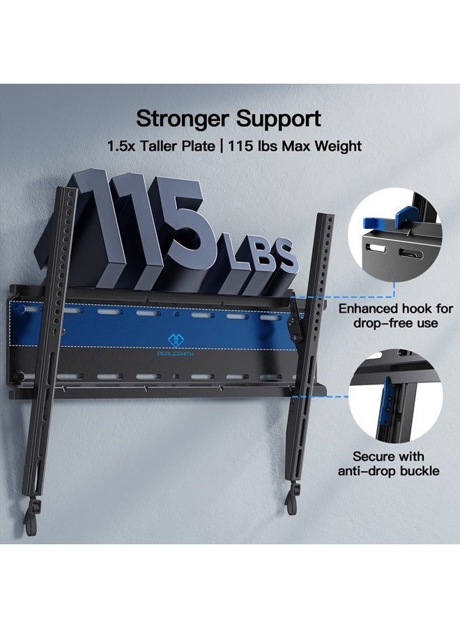 PERLESMITH Tilting TV Wall Mount Bracket Low Profile for Most 23-60 inch LED LCD OLED, Plasma Flat Screen TVs with VESA 400x400mm Weight up to 115lbs, Fits 16" Wood Stud - Image 3