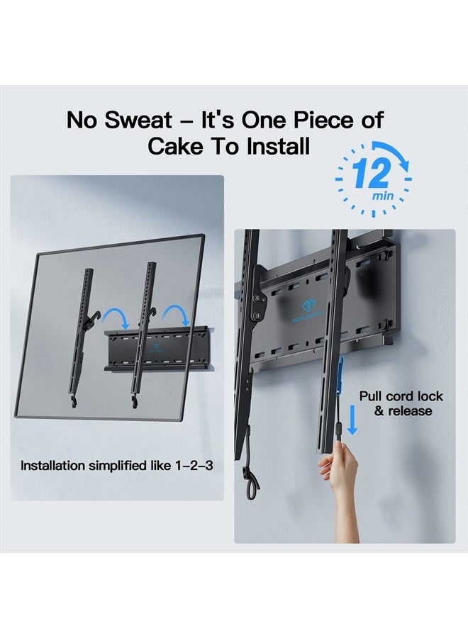 PERLESMITH Tilting TV Wall Mount Bracket Low Profile for Most 23-60 inch LED LCD OLED, Plasma Flat Screen TVs with VESA 400x400mm Weight up to 115lbs, Fits 16" Wood Stud - Image 4