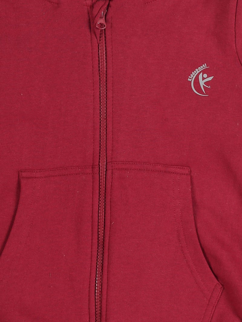 KiddoPanti Boys & Girls-Child Cotton Blend Solid Full Sleeve Zip Front Open Hooded Regular Sweatshirt, Maroon, 4-6Y - Image 4