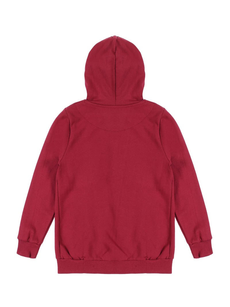 KiddoPanti Boys & Girls-Child Cotton Blend Solid Full Sleeve Zip Front Open Hooded Regular Sweatshirt, Maroon, 4-6Y - Image 3