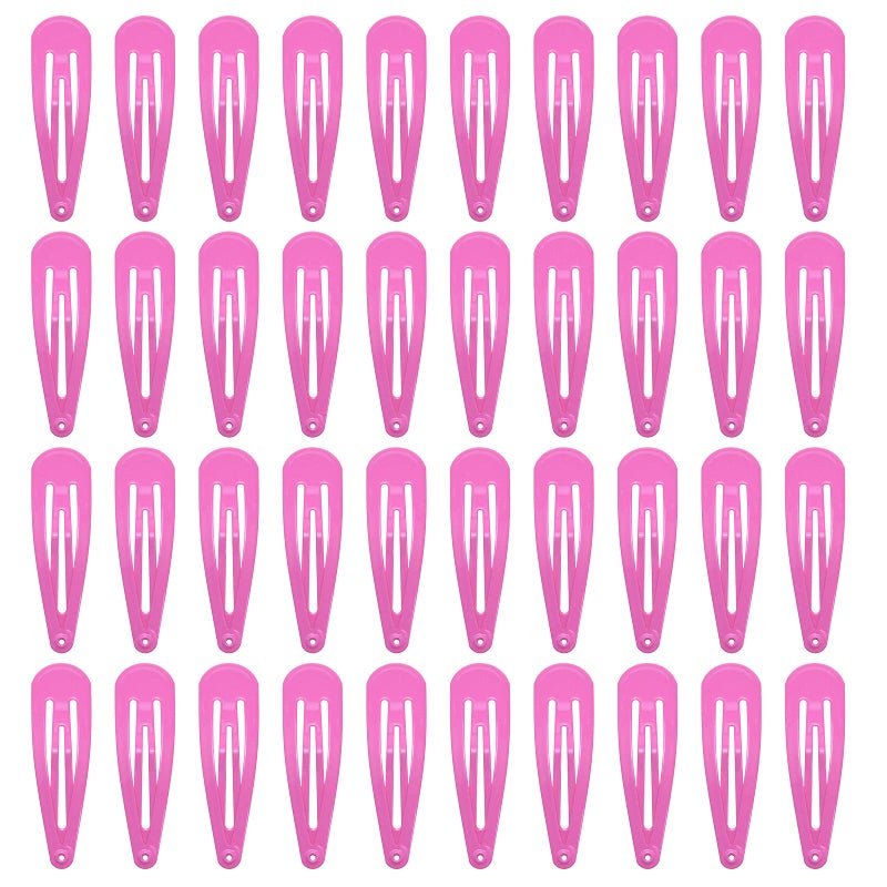 40 Counts Colorful Metal Snap Hair Clips 2 Inch Barrettes for Women Accessories hotpink