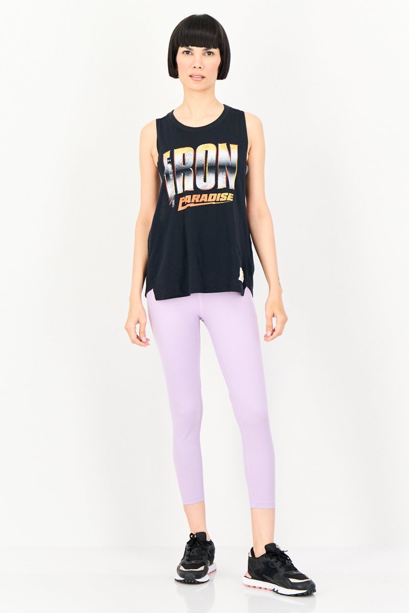 UNDER ARMOUR تي شيرت تدريب بلا أكمام فضفاض للنساء من مشروع روك آيرون، أسود - Image 3