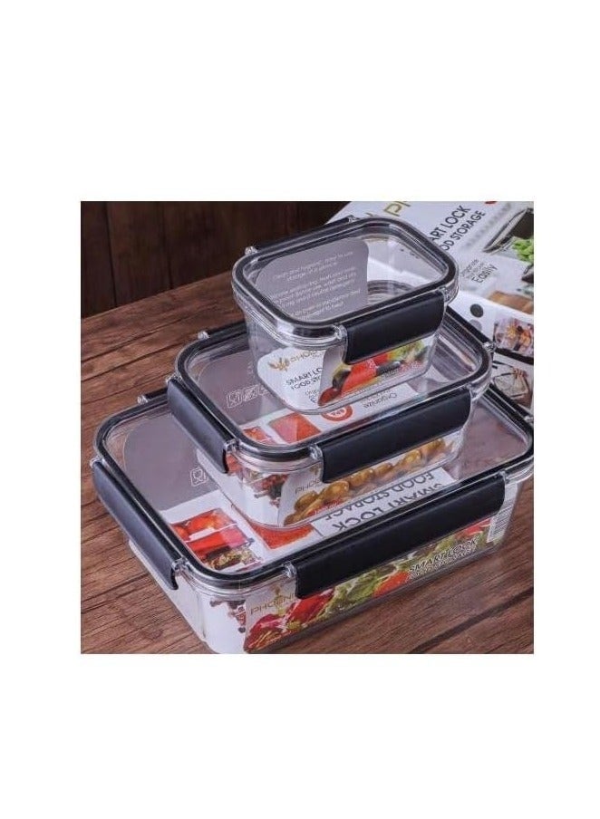 Phoenix Acrylic Food Storage Container Set, 3 Different Sizes, Airtight - Image 2