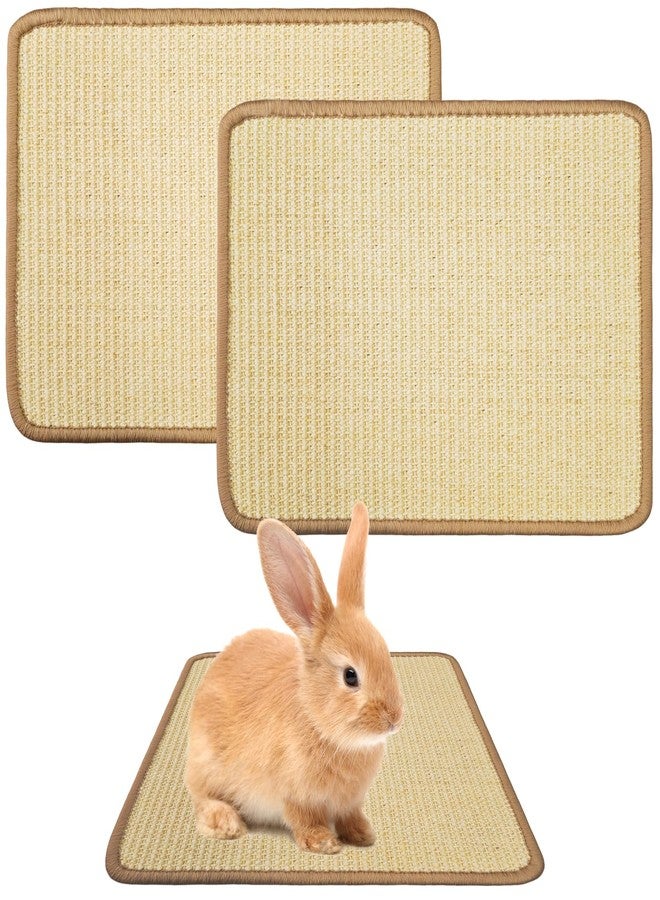 YOIYINI 2Pcs Rabbit Scratch Mat,16 x 12 Inch Sisal Rabbit Scratching Pad,Rabbits Scratching Mats for Cages,Claws and Teeth Care Rabbits Chew Toys,Small Pet Bedding for Biting Sleeping Nesting - Image 1