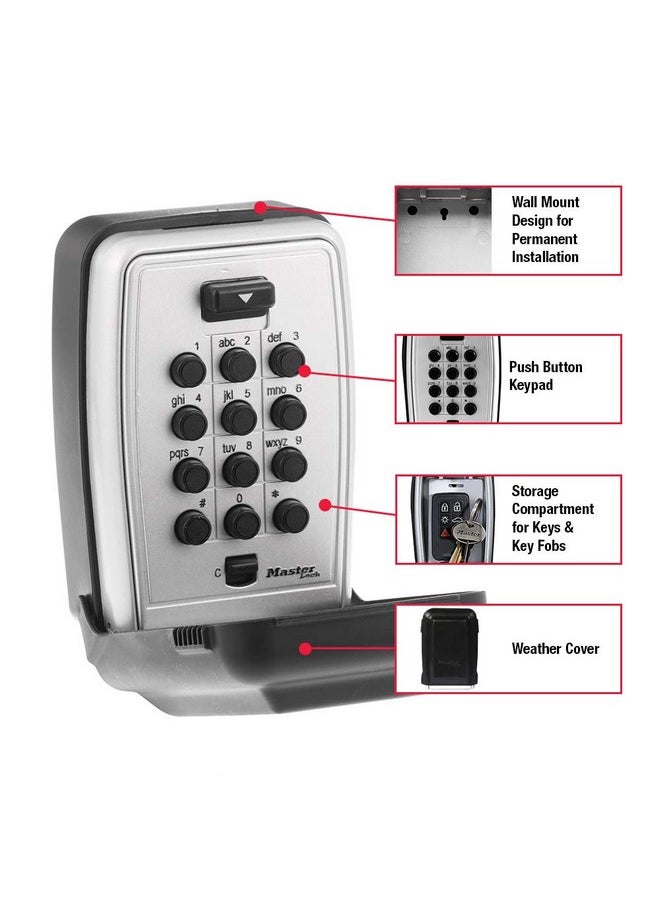 Master Lock - Master Lock Black Wall Mount Key Lock Box with Push Button Code for Listings, Outdoor Key Safe for Realtors, Job Sites, Landlords and Property Managers, 5 Key Capacity, 5423D - Image 1