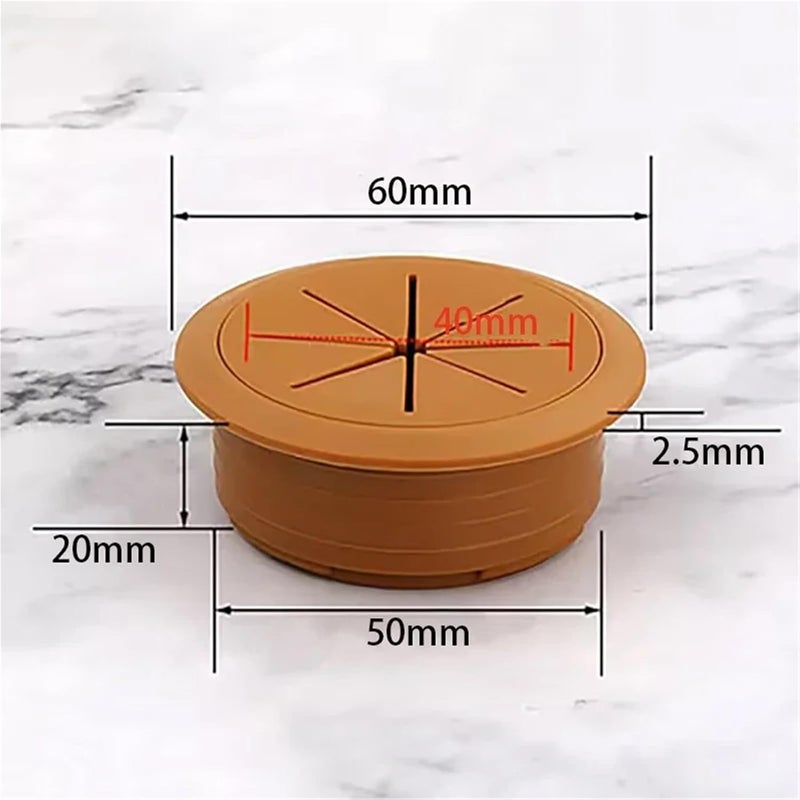 Versatile 20Pcs 50mm 53mm 80mm Desk Wire Hole Cover ABS Plastic Round Cable Box Computer Hole Table Line Hole Cover(50mm Brown) - Image 2