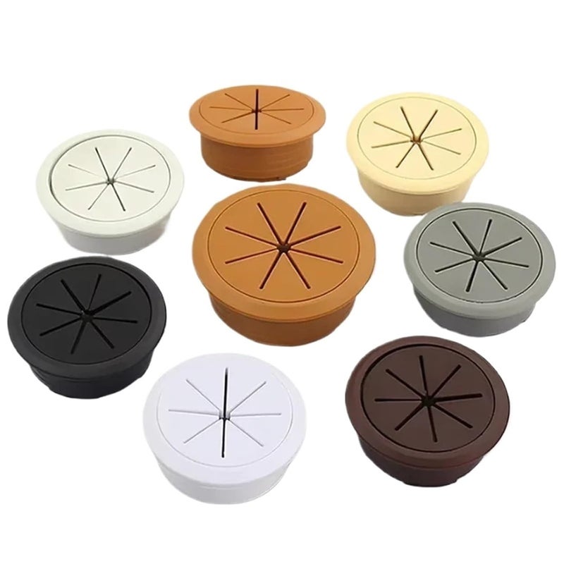 Versatile 20Pcs 50mm 53mm 80mm Desk Wire Hole Cover ABS Plastic Round Cable Box Computer Hole Table Line Hole Cover(50mm Brown) - Image 1