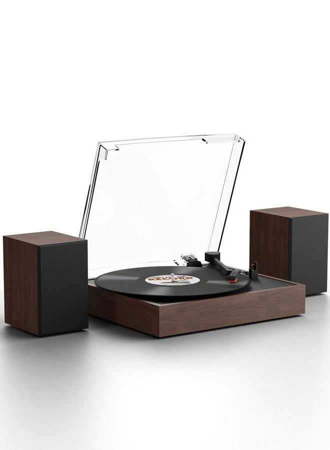 Retrolife Vinyl Record Player with External Stereo Speakers Vintage Turntable for Vinyl Records LP Players Support Wireless Playback 2 Speed Auto Stop RCA Out Walnut - Image 1