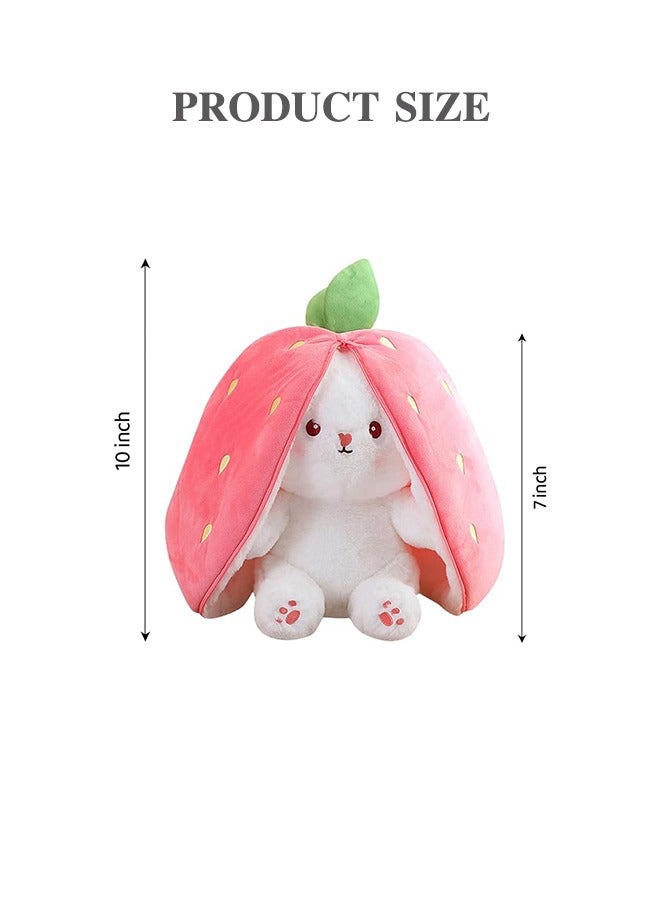 Organizer Adorable Strawberry Bunny Plush Transforming into a Rabbit Muppet Fruit Doll for Endless Fun, Carrot That Turns Into Ears Bunnies Plushies Toy Cute Stuffy Doll Girlfriend Gift - Image 2