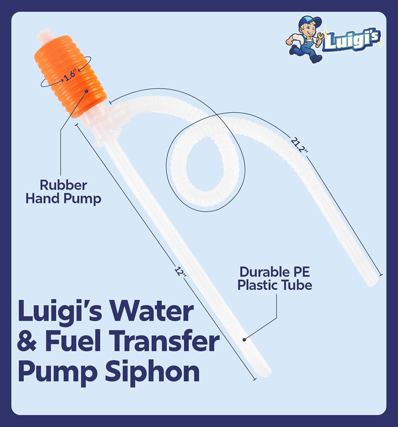 Magic Gel Luigi's Fuel Transfer Syphon Pump - Large Squeezing Fuel Manual Siphon Pump Kit - 22" Portable Hand Transfer - Use it for Water or Oil Drainage and Transfer - Image 3