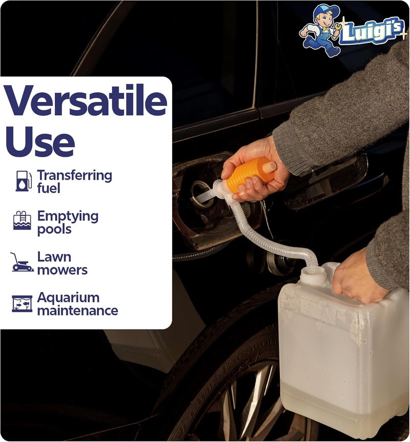 Magic Gel Luigi's Fuel Transfer Syphon Pump - Large Squeezing Fuel Manual Siphon Pump Kit - 22" Portable Hand Transfer - Use it for Water or Oil Drainage and Transfer - Image 5