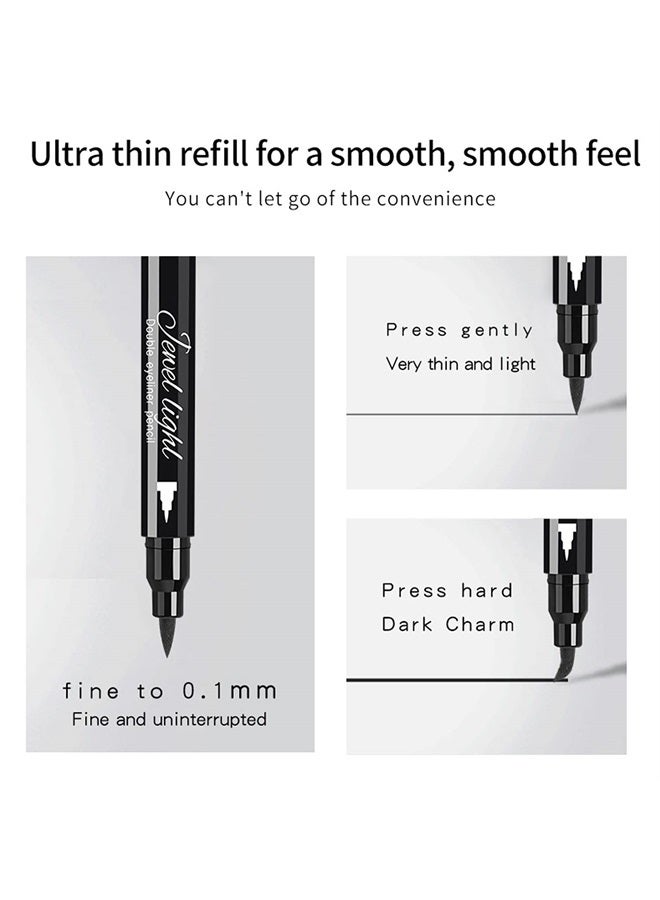 Pinkiou Eyeliner Pen with Eye Makeup Stamp Waterproof Double Sided Long Lasting Seal Eyeliner (6 in 1) - Image 4