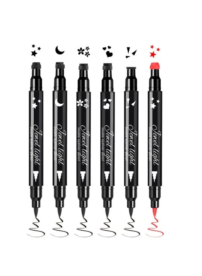 Pinkiou Eyeliner Pen with Eye Makeup Stamp Waterproof Double Sided Long Lasting Seal Eyeliner (6 in 1) - Image 1