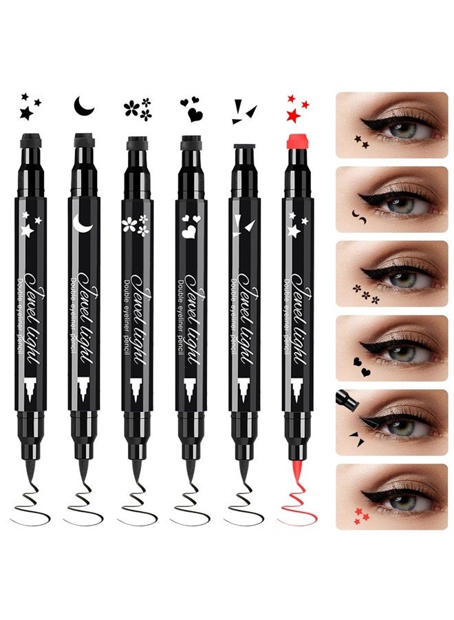 Pinkiou Eyeliner Pen with Eye Makeup Stamp Waterproof Double Sided Long Lasting Seal Eyeliner (6 in 1) - Image 2