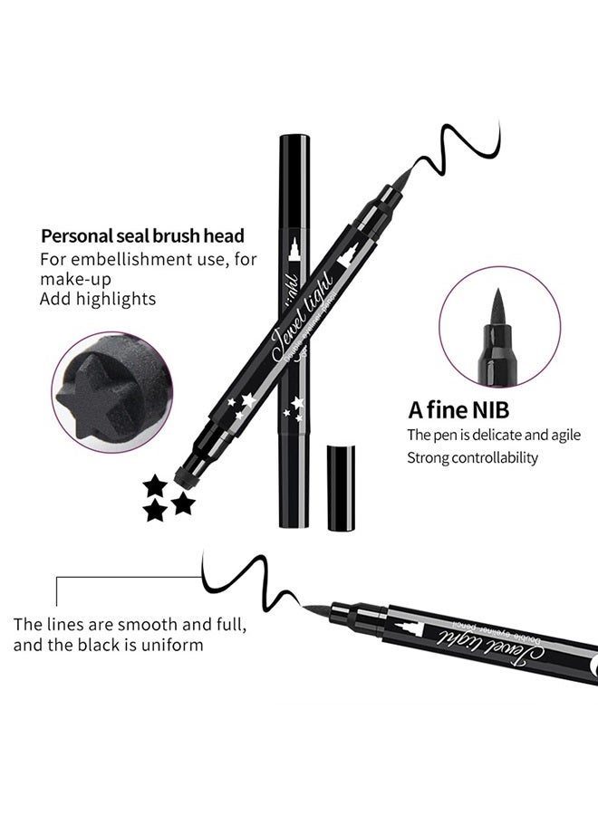 Pinkiou Eyeliner Pen with Eye Makeup Stamp Waterproof Double Sided Long Lasting Seal Eyeliner (6 in 1) - Image 3