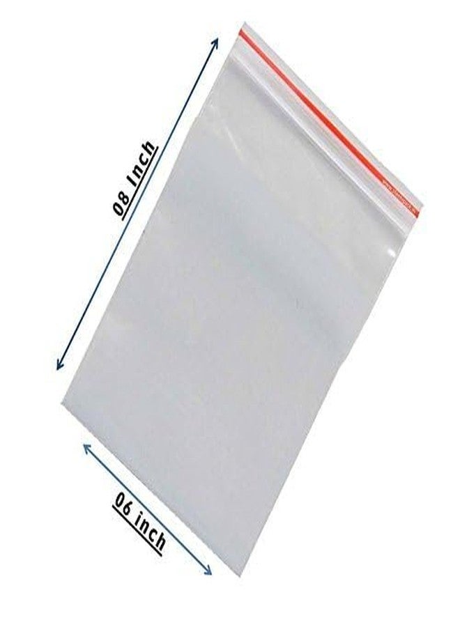 DMS RETAIL Transparent Zip Lock Pouch Bag Airtight Resealable Plastic Bags 6x8 Inches -Pack of 100 - Image 2