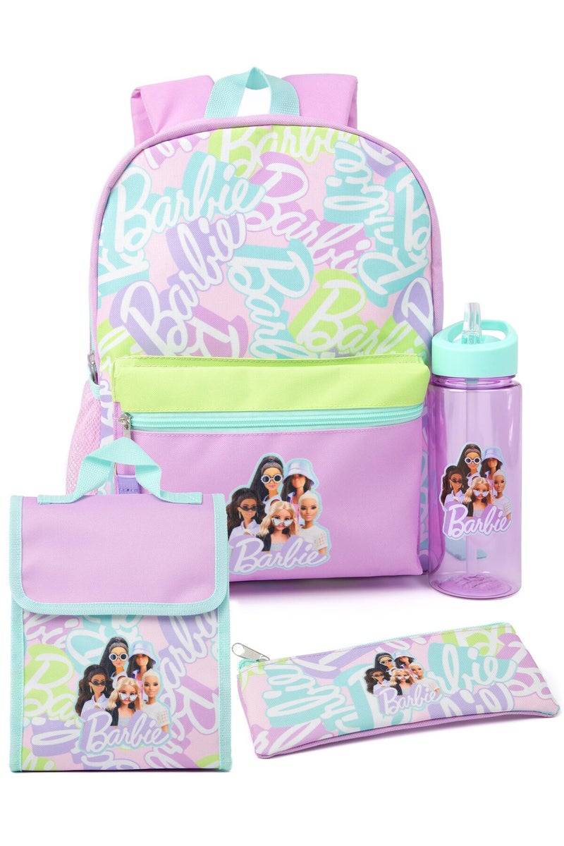 Bamboo Bark Barbie Girls Purple Printed 4 Piece Backpack Set / school bag set - Image 1