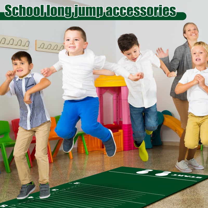 Woanger 12 x 2.5 Ft Long Jump Mat Green Sports Broad Jump Measurement Mat Hash Marks Carpeted Non Slip for Gym School Home Flooring Exercise Workout Training - Image 5
