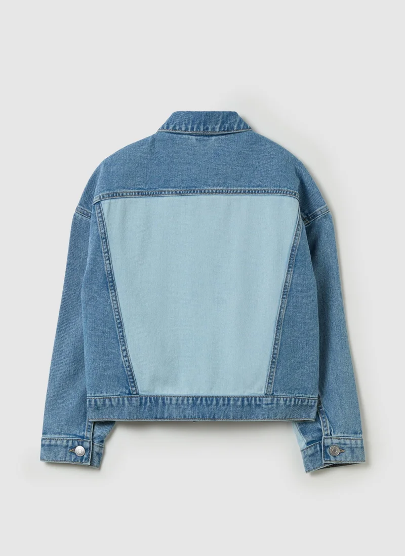 Ovs Double Wash Jacket In Denim With Beads